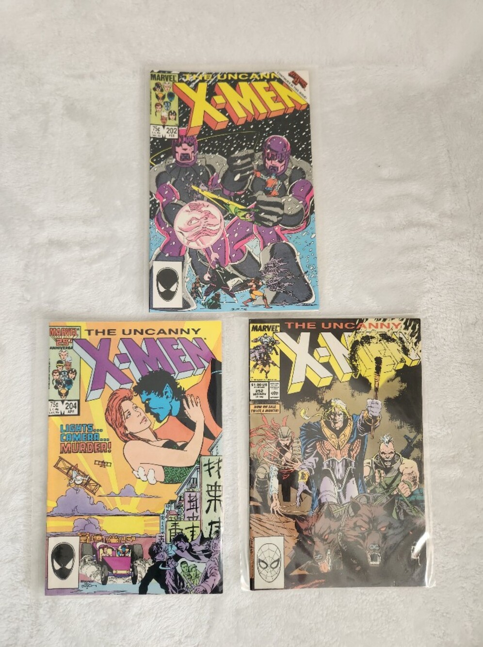 Uncanny X-Men #202 #204 #210 Marvel 1986 Retro 3 Comic Books Lot Mutant Massacre